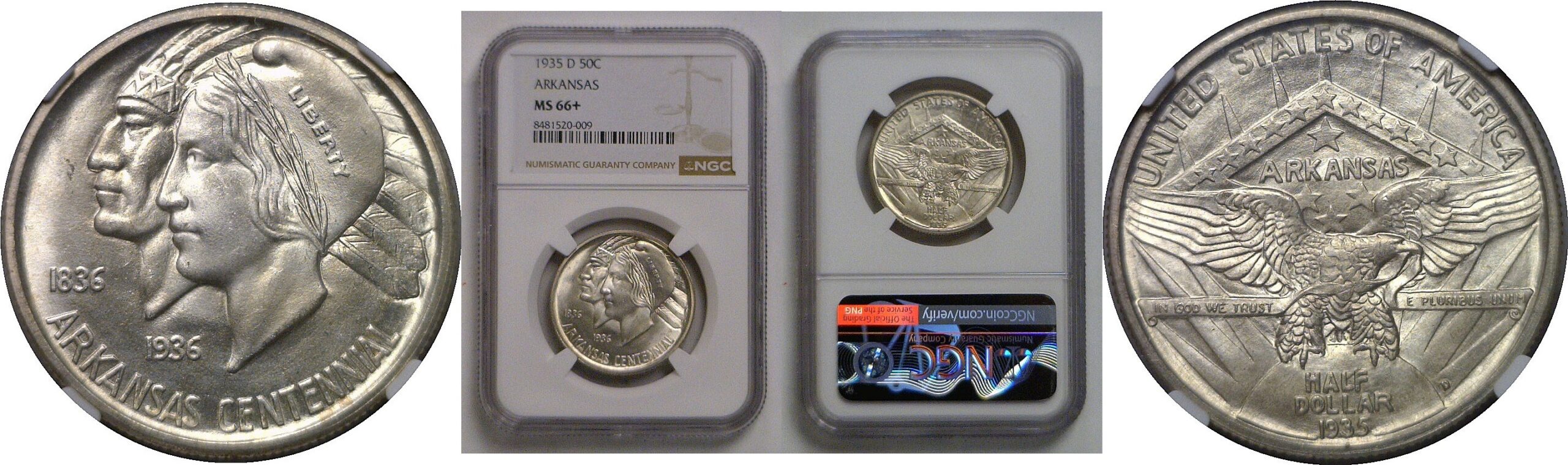 1935-D Arkansas Commemorative Half Dollar   NGC MS-66+
