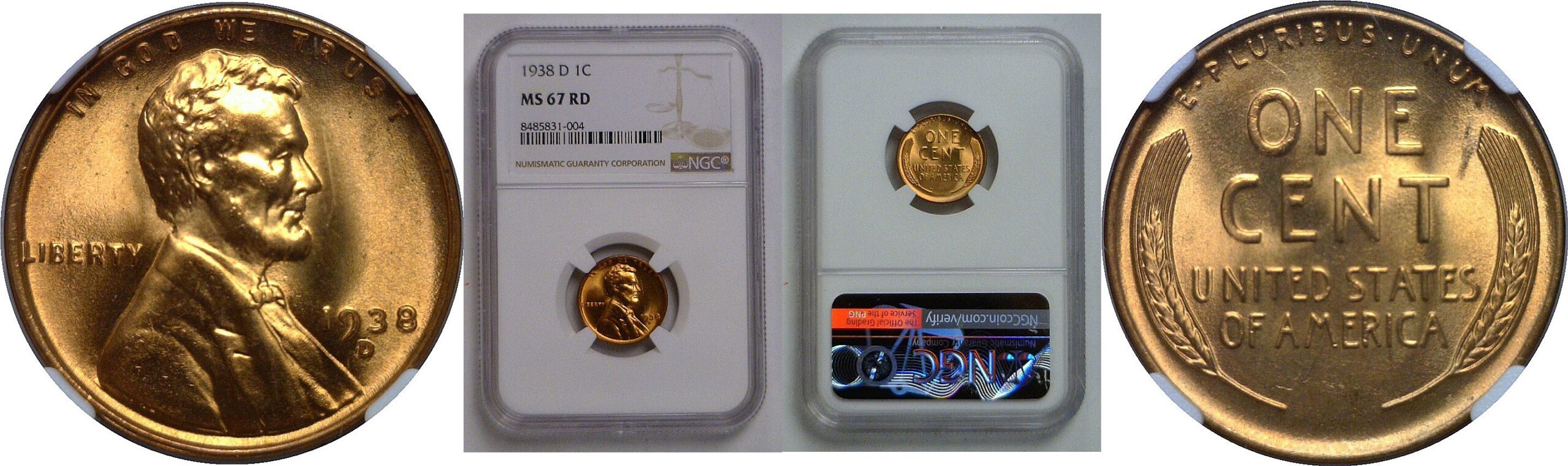 1938-D Lincoln Cent   NGC MS-67 RD