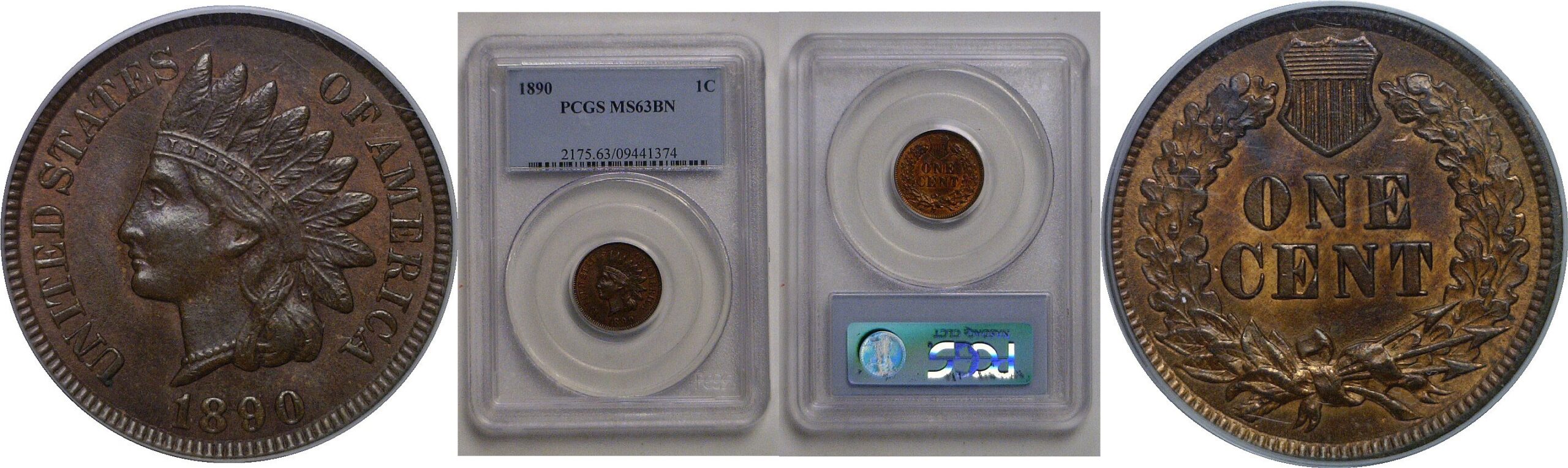 1890 Indian Head Cent   PCGS MS-63 BN