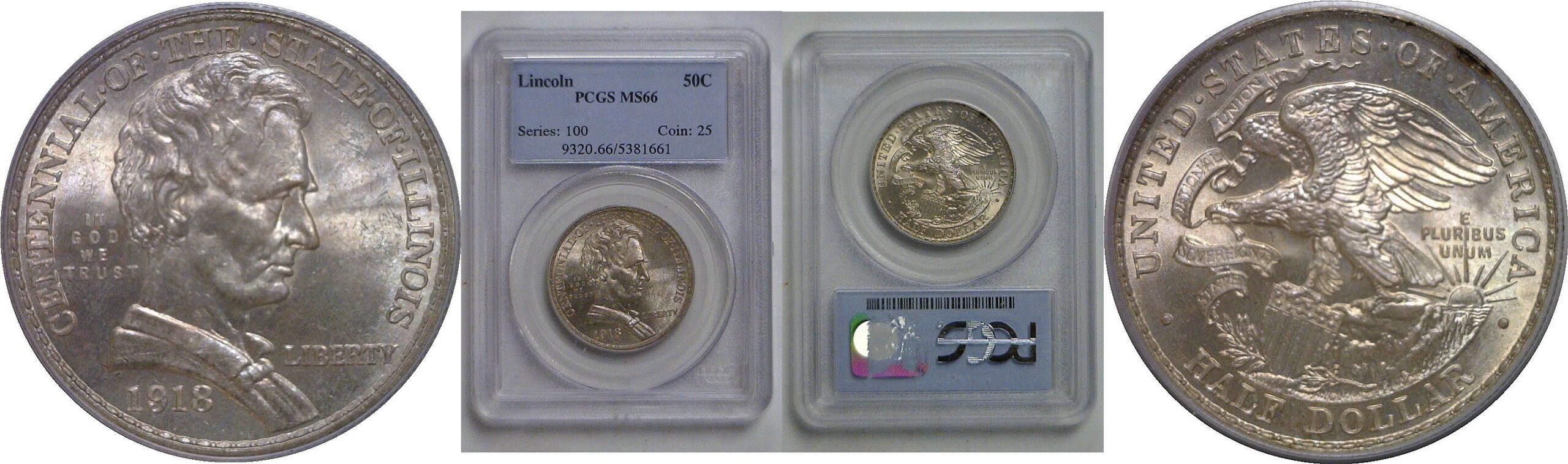 1918 Lincoln Commemorative Half Dollar   PCGS MS-66