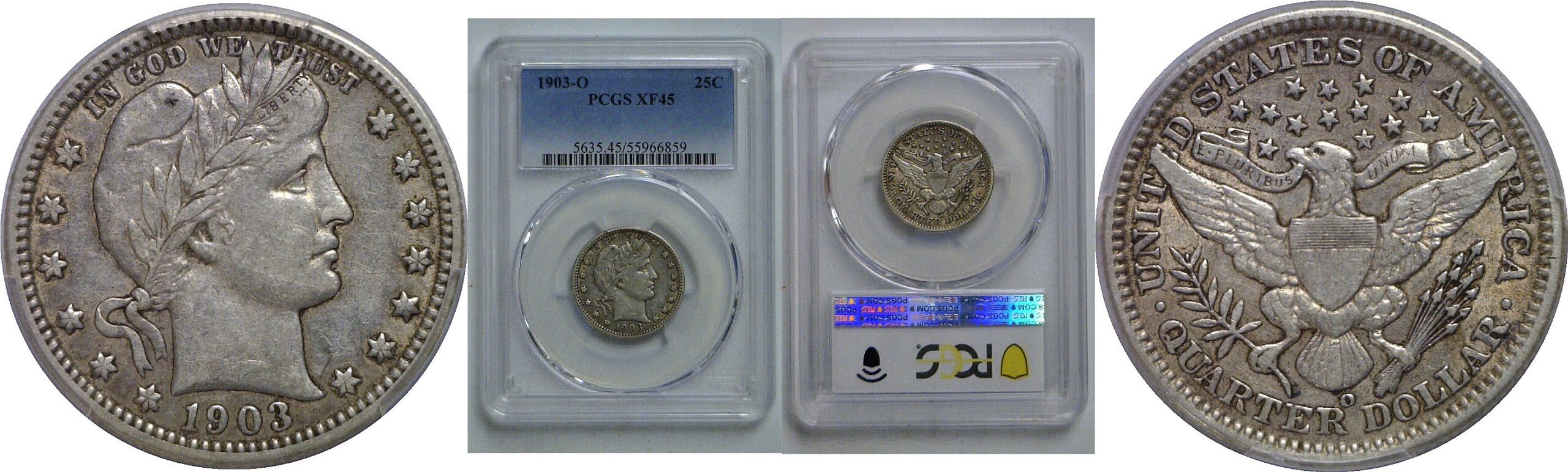1903-O Barber Quarter   PCGS XF-45