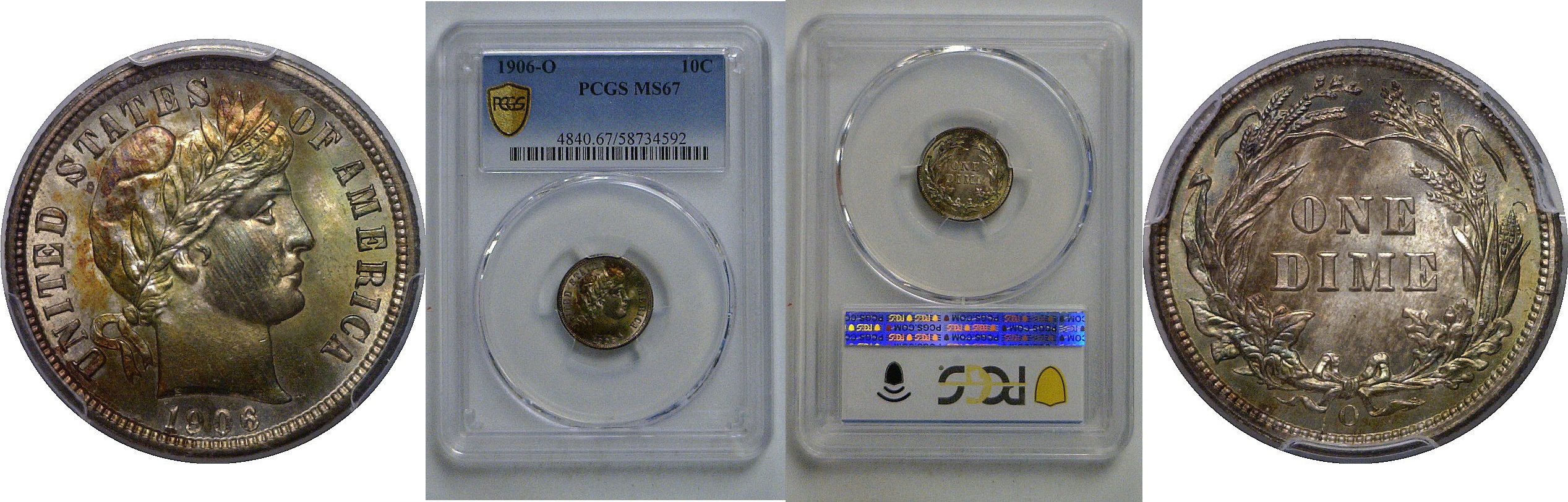1906-O Barber Dime   PCGS MS-67