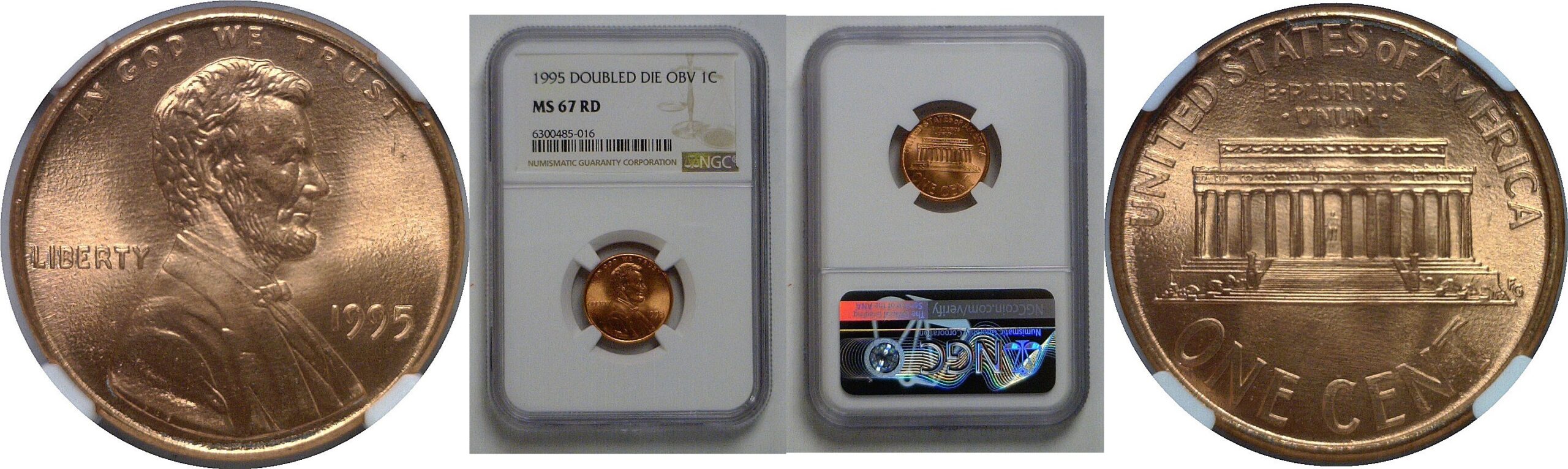 1995 Doubled Die Obverse   Lincoln Cent    NGC MS-67 RD