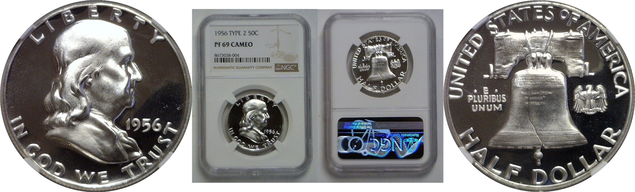 1956 Type 2   Franklin Half Dollar   NGC PF-69 Cameo