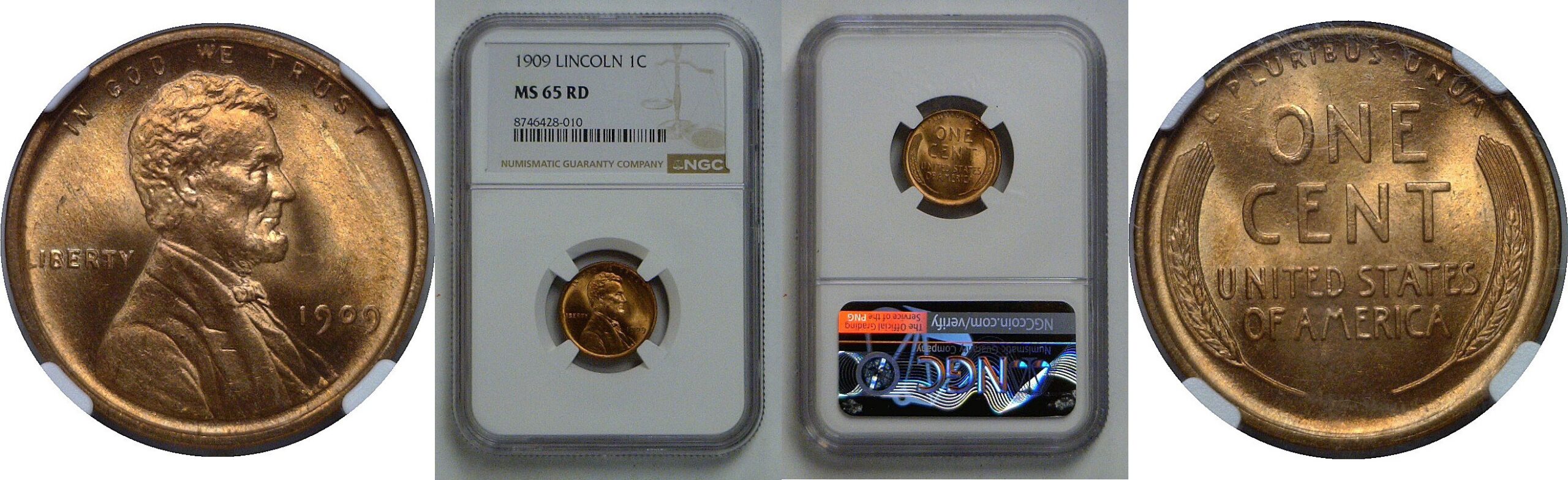 1909 Lincoln Cent   NGC MS-65 RD