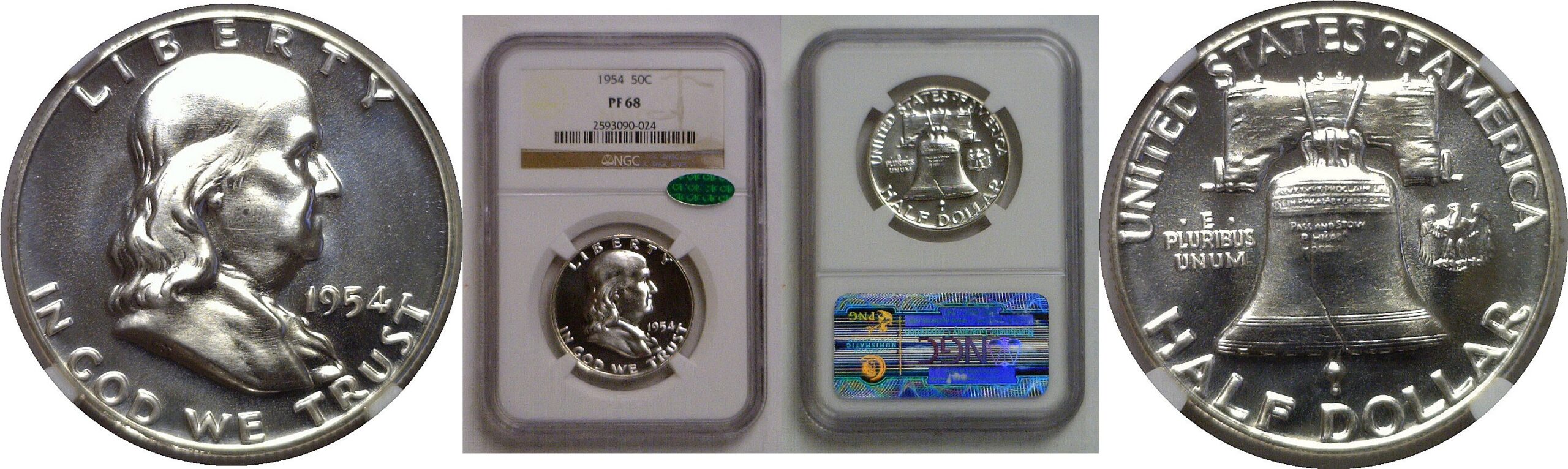 1954 Franklin Half Dollar   NGC PF-68  CAC
