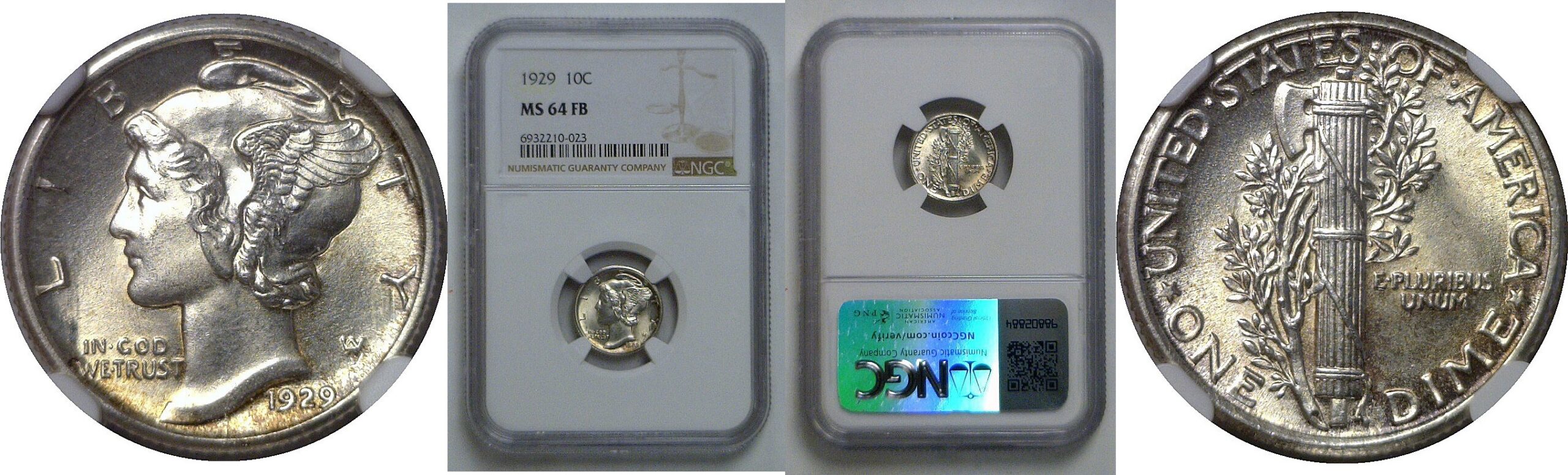 1929 Mercury Dime   NGC MS-64 FB