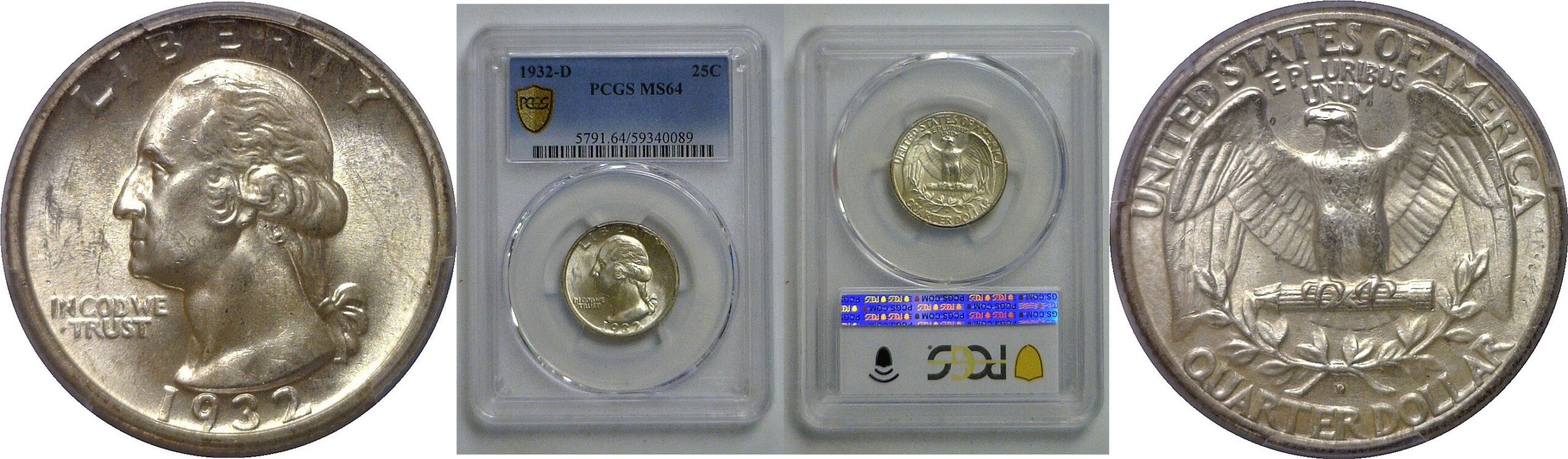 1932-D Washington Quarter   PCGS MS-64