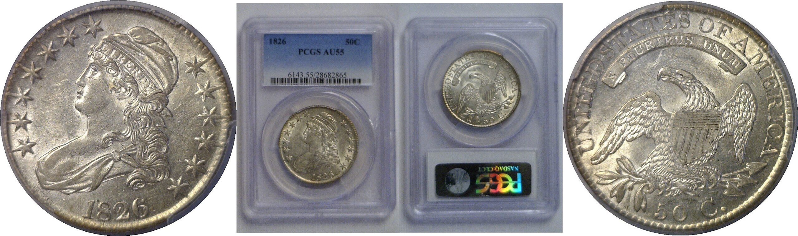 1826 Bust Half Dollar   PCGS AU-55