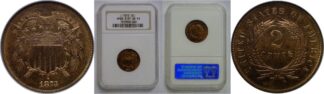 1873 Open 3   Two Cent Piece   NGC PF-65 RB