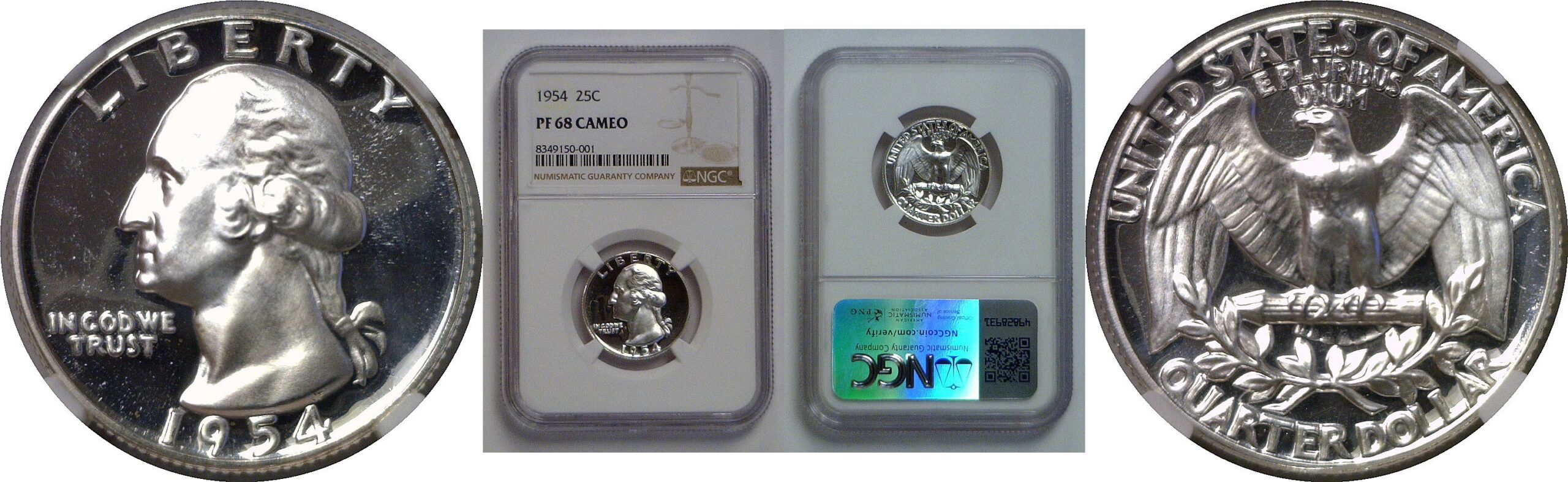 1954  Washington Quarter   NGC PF-68 Cameo