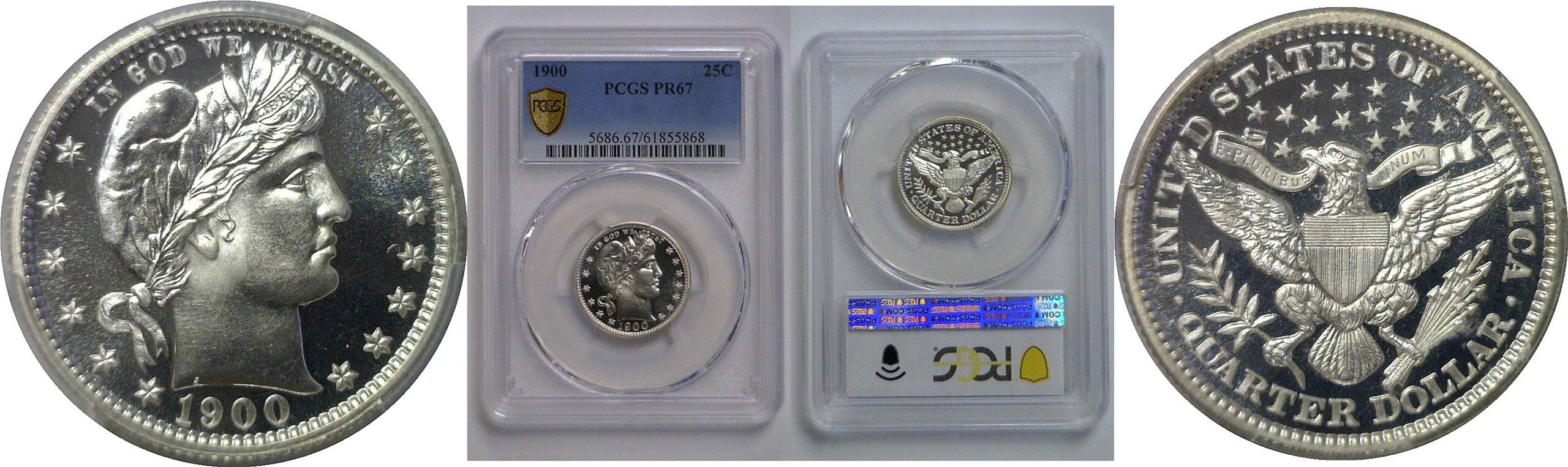 1900  Barber Quarter   PCGS PR-67