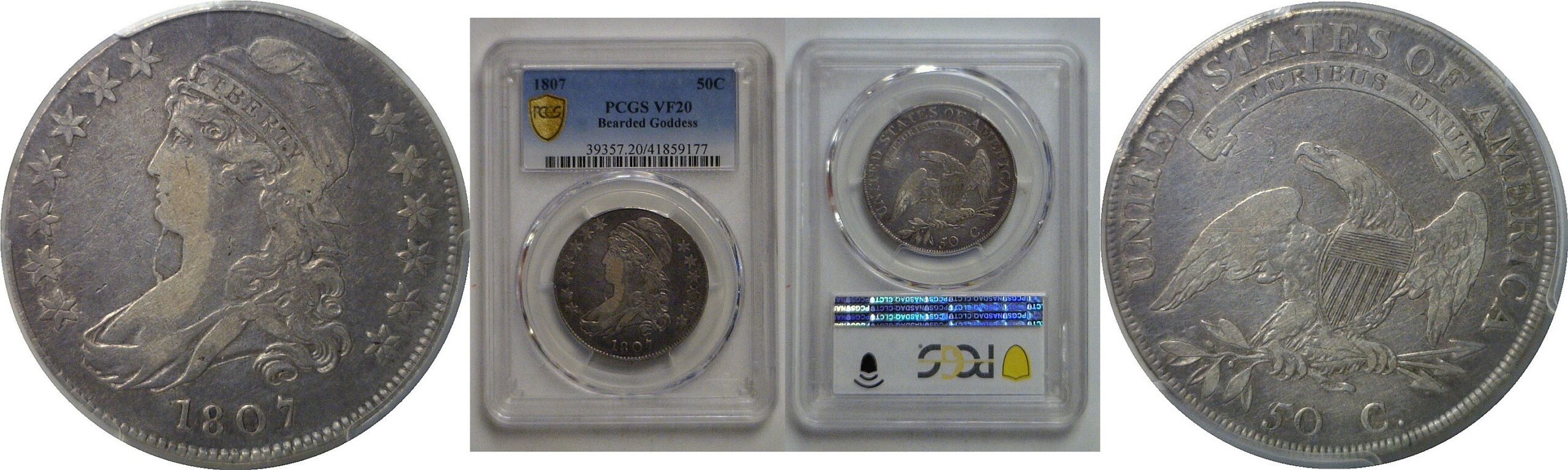 1807 Bearded Goddess   Bust Half Dollar   PCGS VF-20