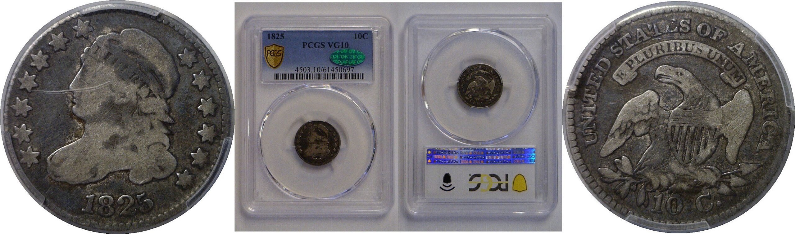 1825 Bust Dime   PCGS VG-10  CAC