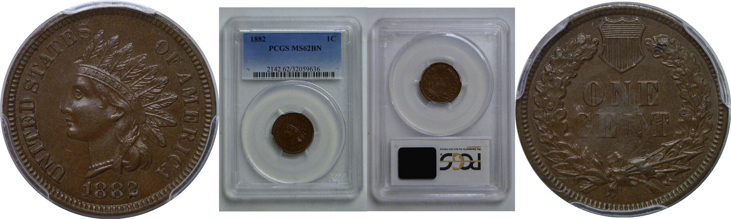 1882 Indian Head Cent   PCGS MS-62 BN