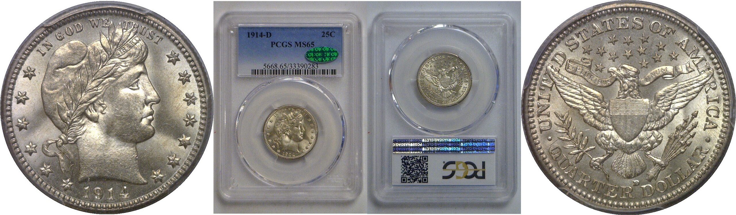 1914-D Barber Quarter   PCGS MS-65  CAC
