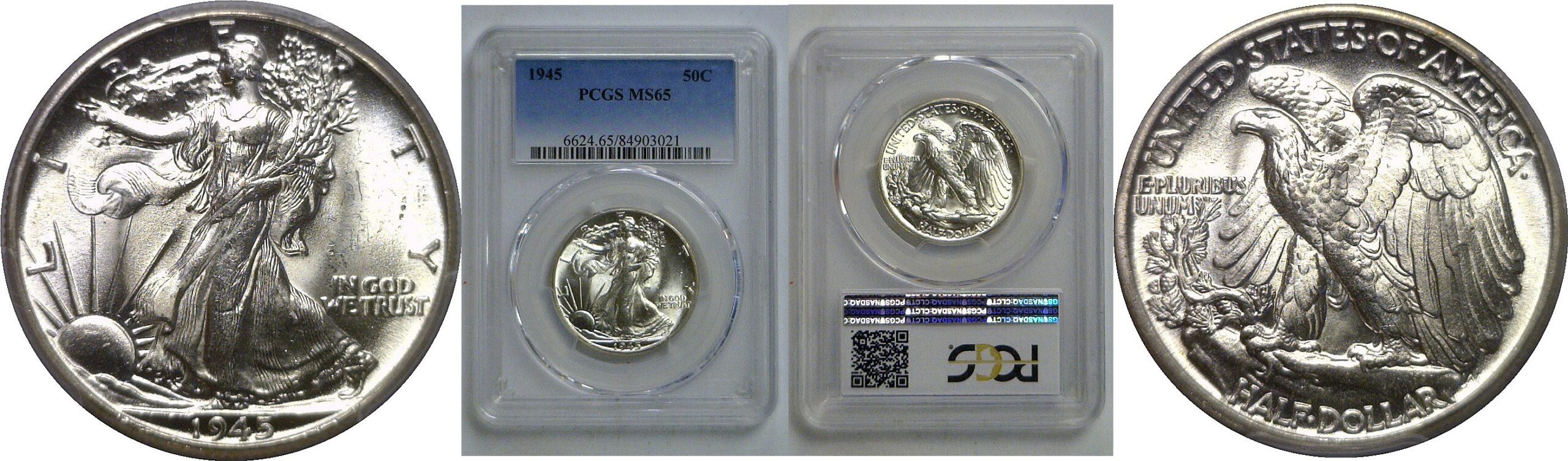 1945 Walking Liberty Half Dollar   PCGS MS-65