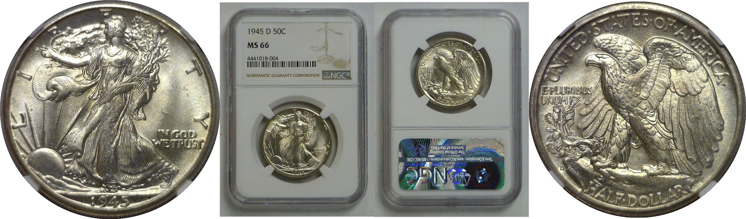 1945-D Walking Liberty Half Dollar   NGC MS-66