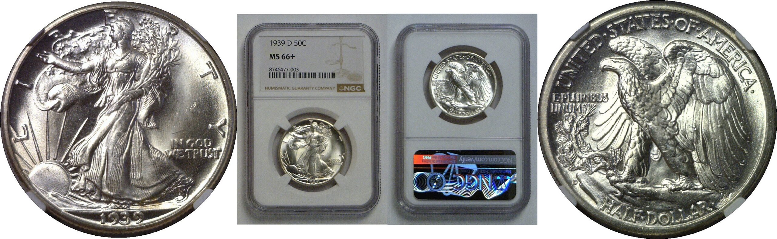 1939-D  Walking Liberty Half Dollar   NGC MS-66+