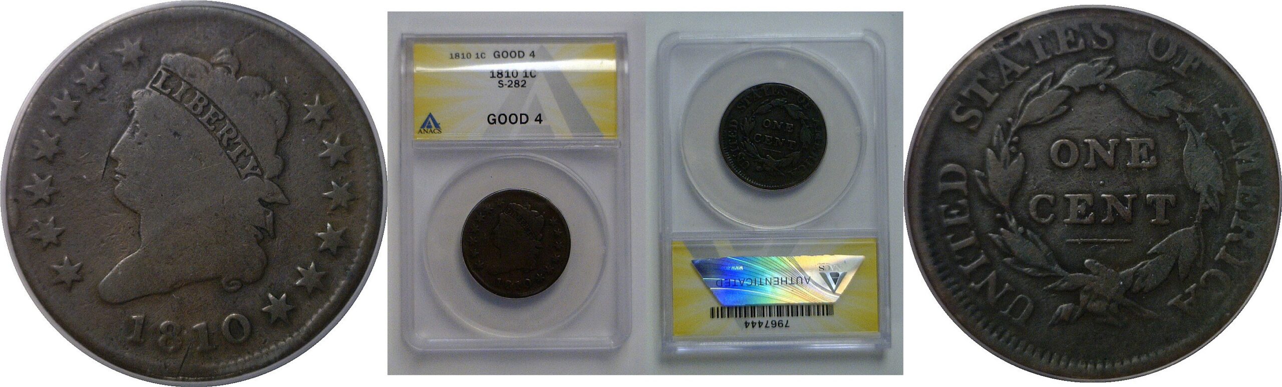 1810 Large Cent   ANACS G-4