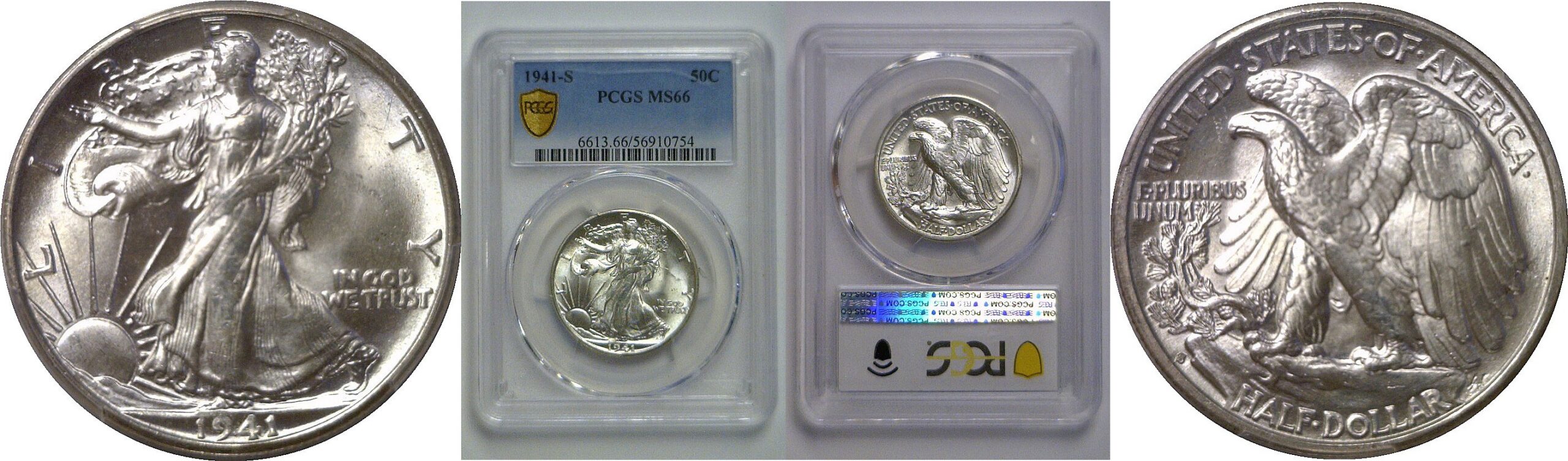 1941-S  Walking Liberty Half Dollar   PCGS MS-66