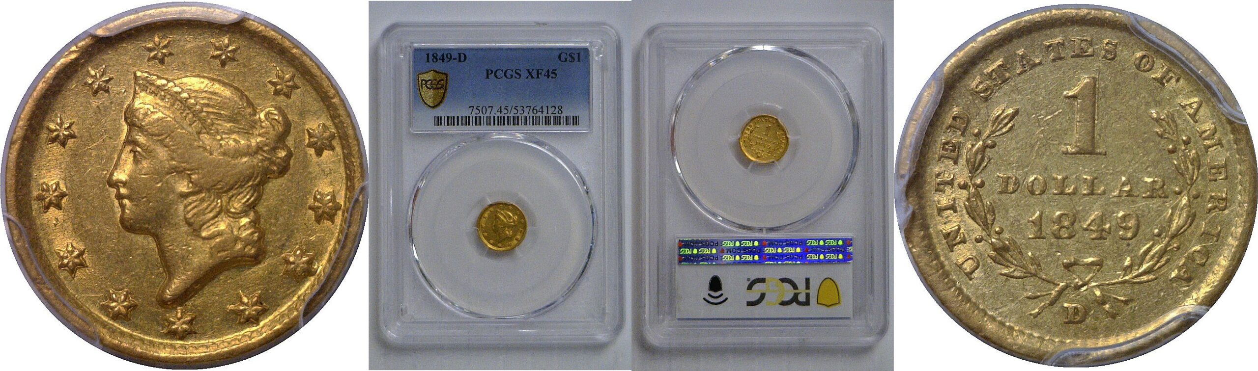 1849-D  Gold Dollar   PCGS XF-45