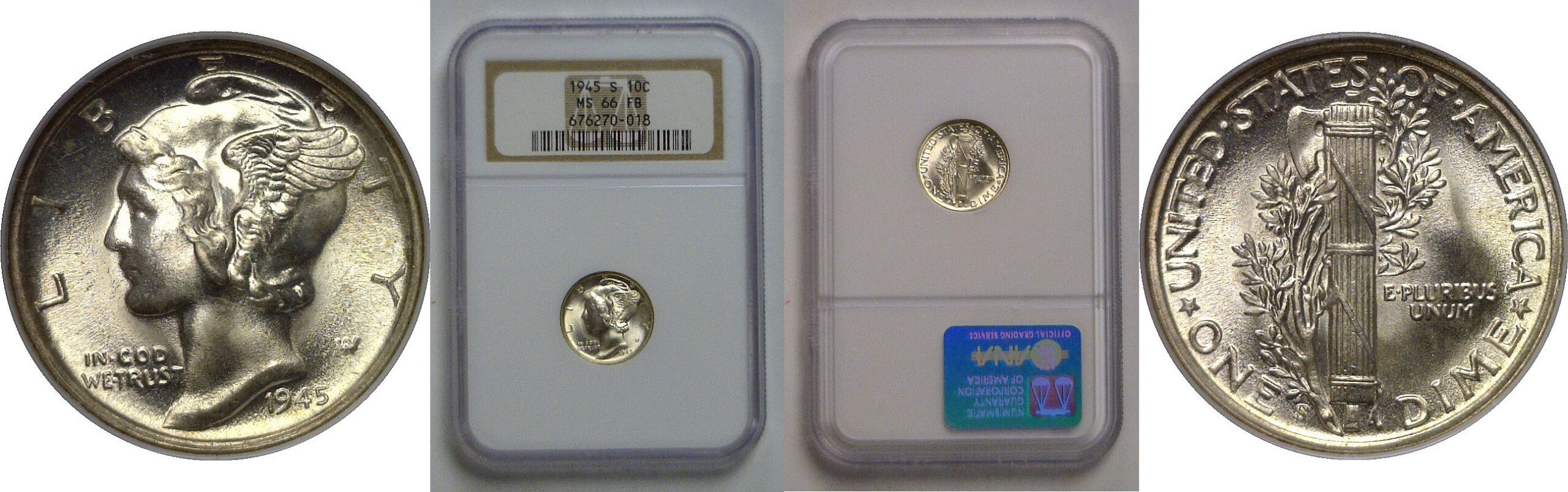 1945-S Mercury Dime   NGC MS-66 FB