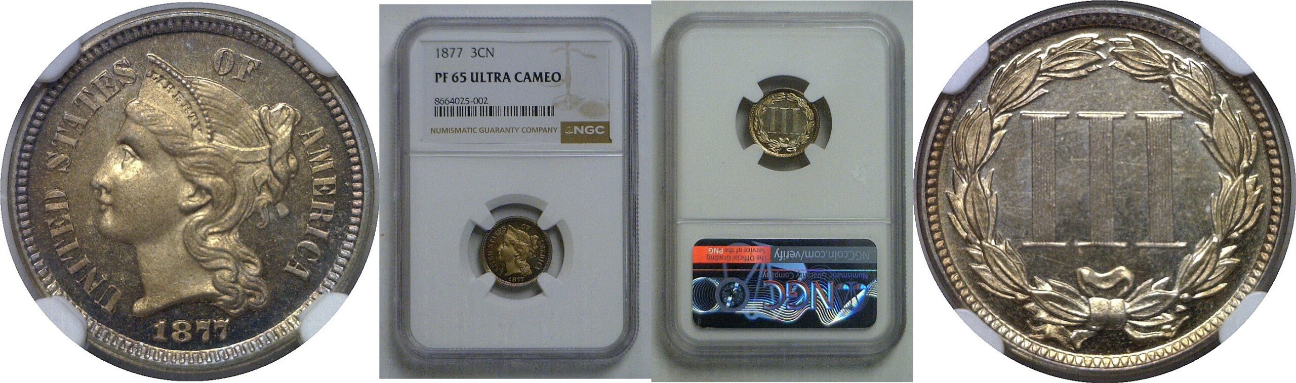 1877 Nickel Three Cent   NGC PF-65 Ultra Cameo