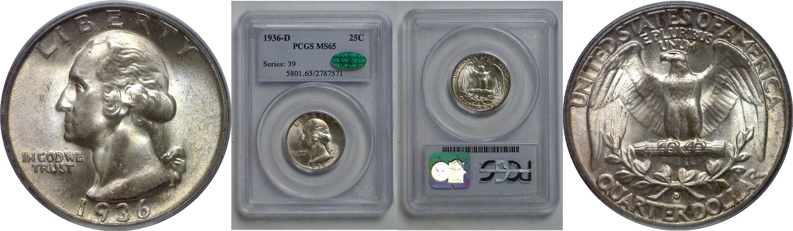1936-D Washington Quarter   PCGS MS-65  CAC