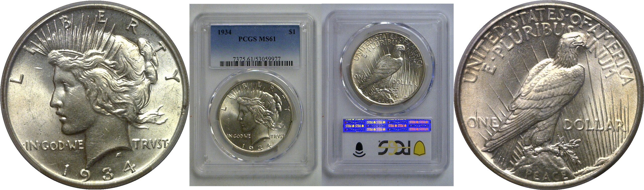 1934 Peace Dollar   PCGS MS-61