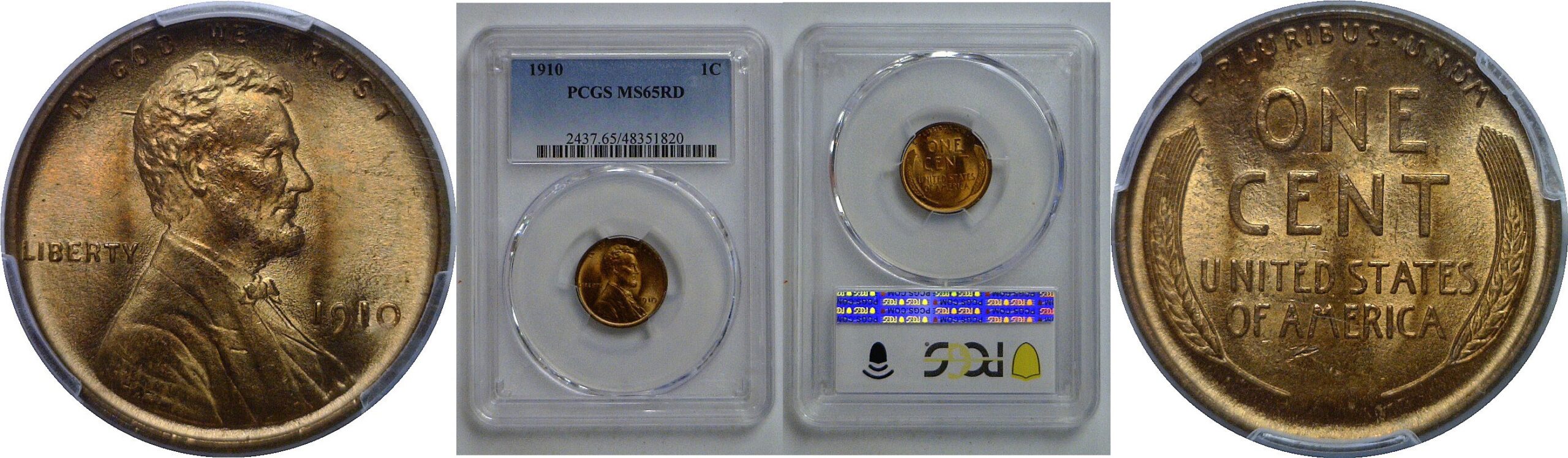 1910 Lincoln Cent   PCGS MS-65 RD