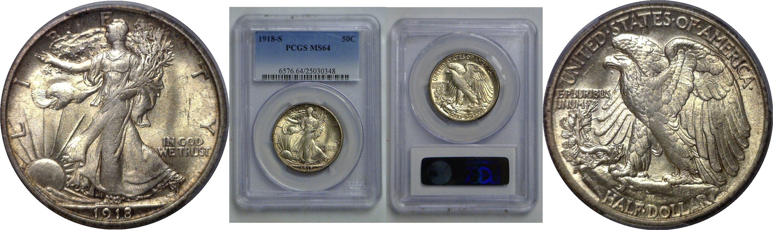 1918-S Walking Liberty Half Dollar   PCGS MS-64