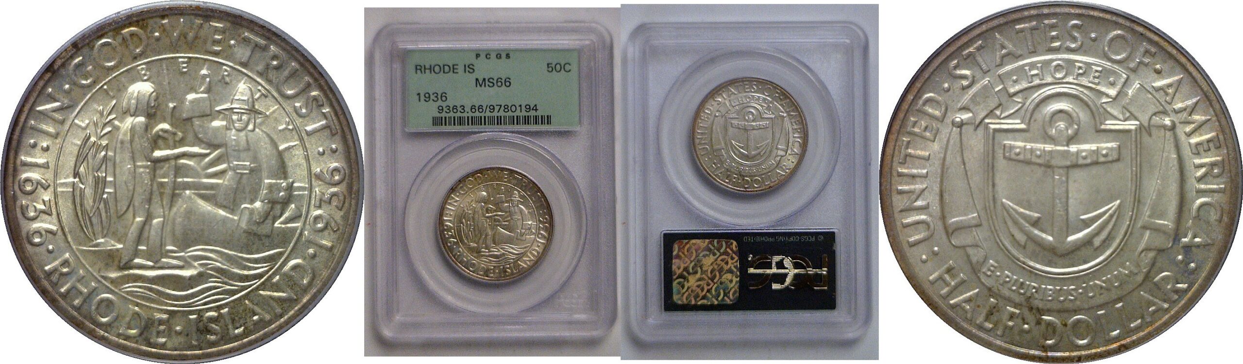 1936 Rhode Island Commemorative Half Dollar   PCGS MS-66