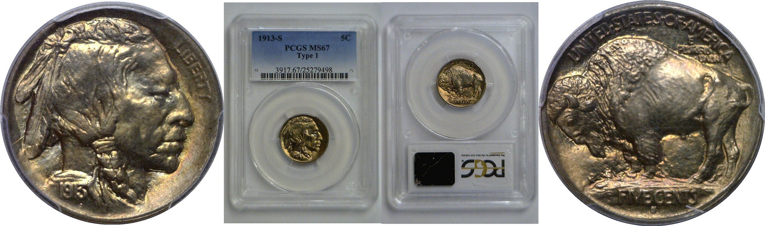 1913-S T-1  Buffalo Nickel   PCGS MS-67