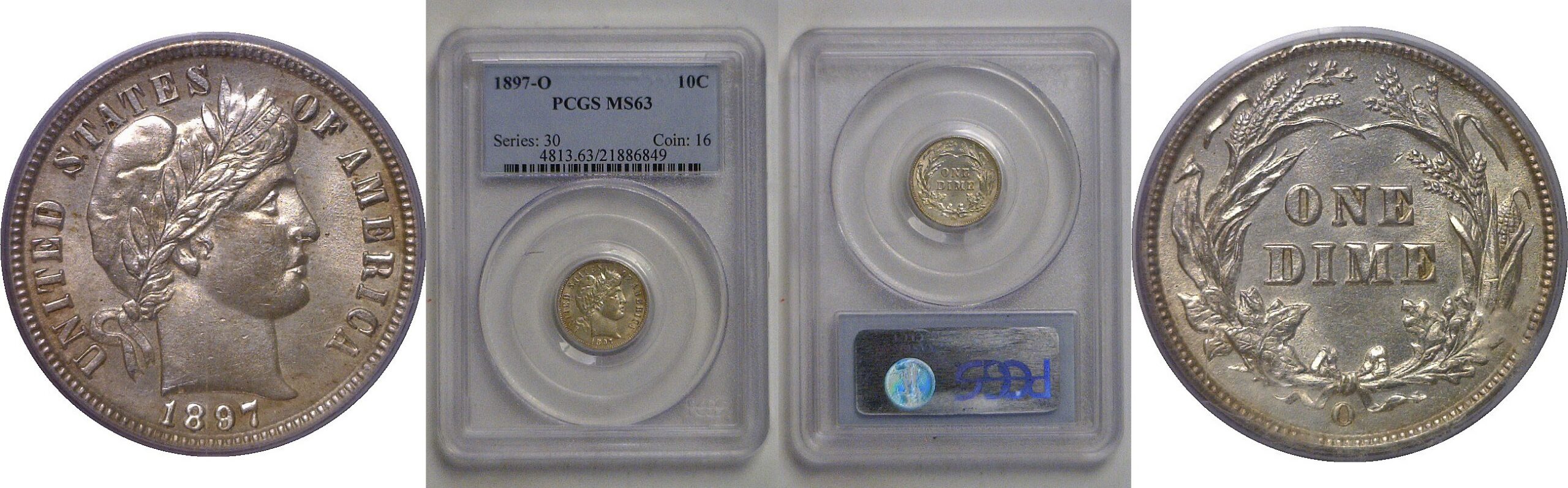 1897-O Barber Dime   PCGS MS-63