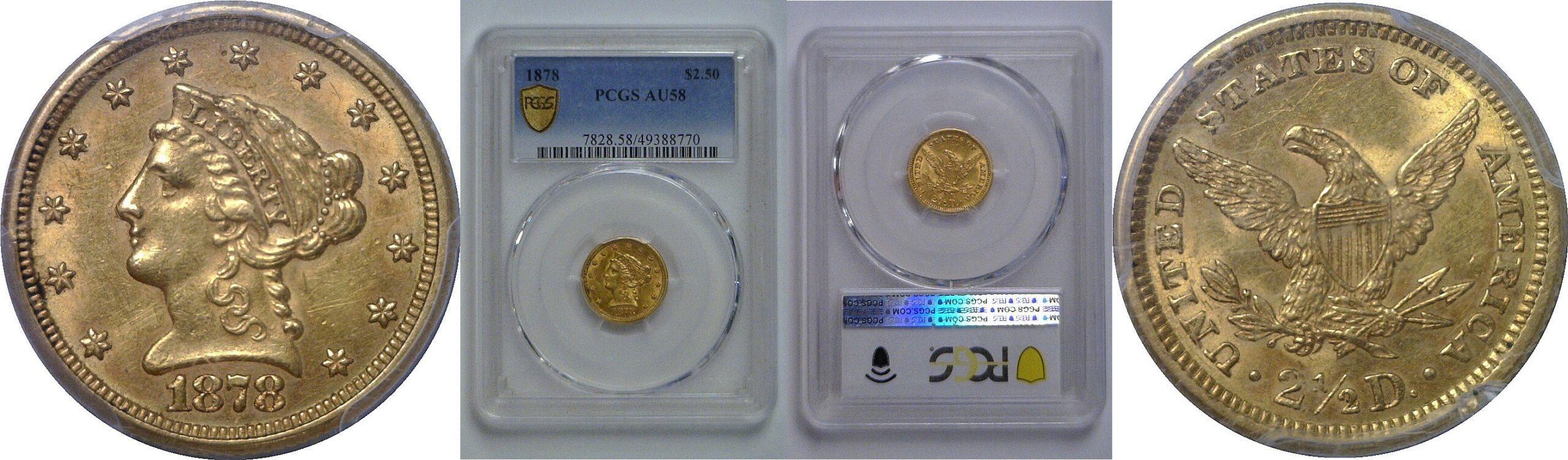 1878 $2 1/2 Liberty   PCGS AU-58