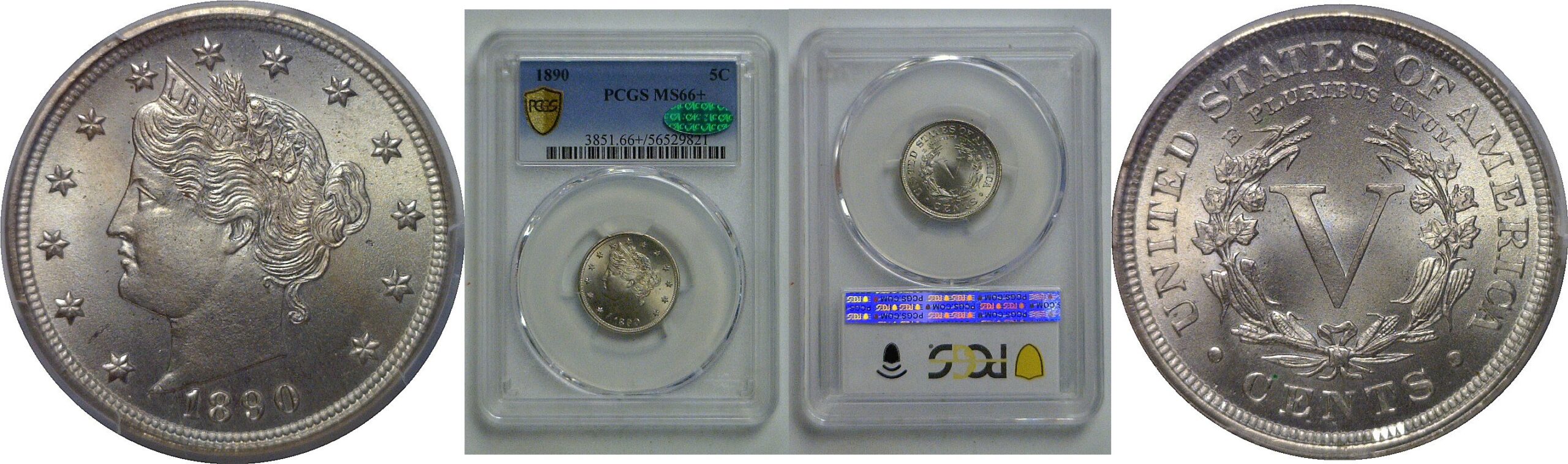 1890 Liberty Nickel   PCGS MS-66+  CAC