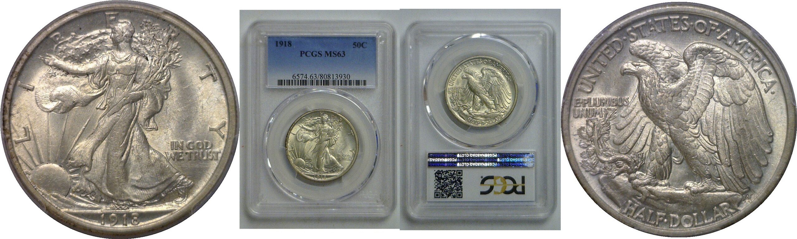 1918 Walking Liberty Half Dollar   PCGS MS-63