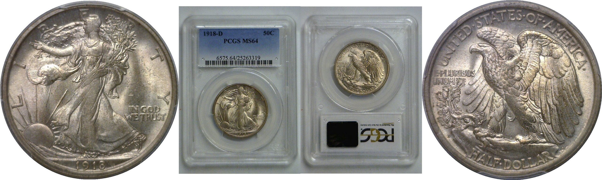 1918-D Walking Liberty Half Dollar   PCGS MS-64