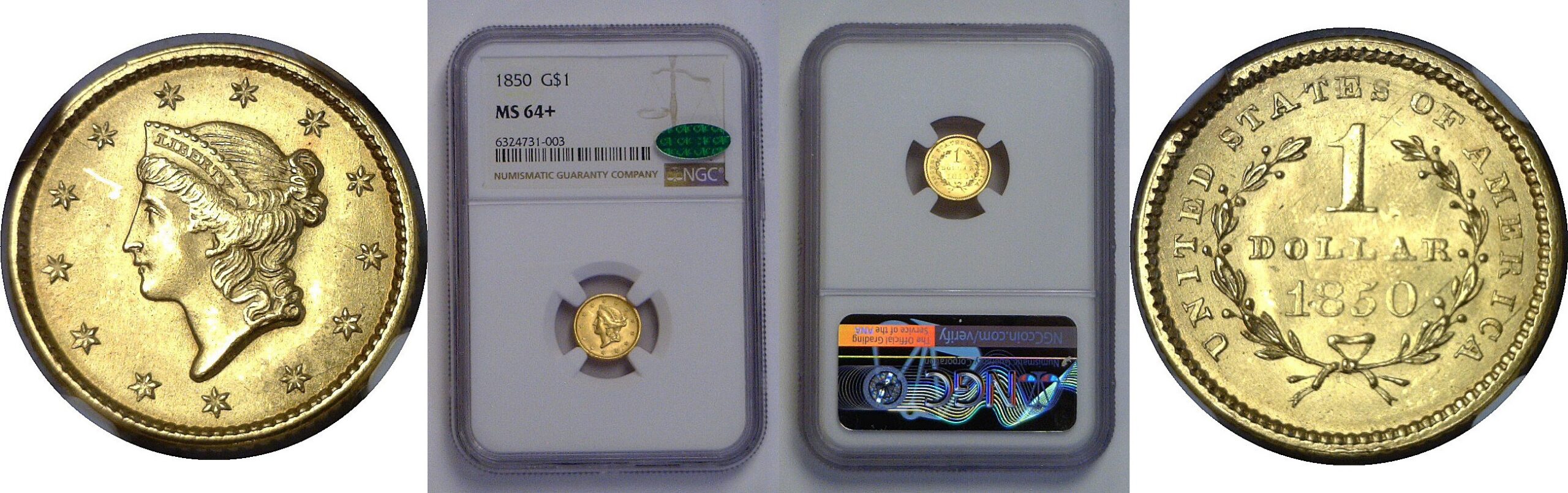 1850 Gold Dollar   NGC MS-64+  CAC