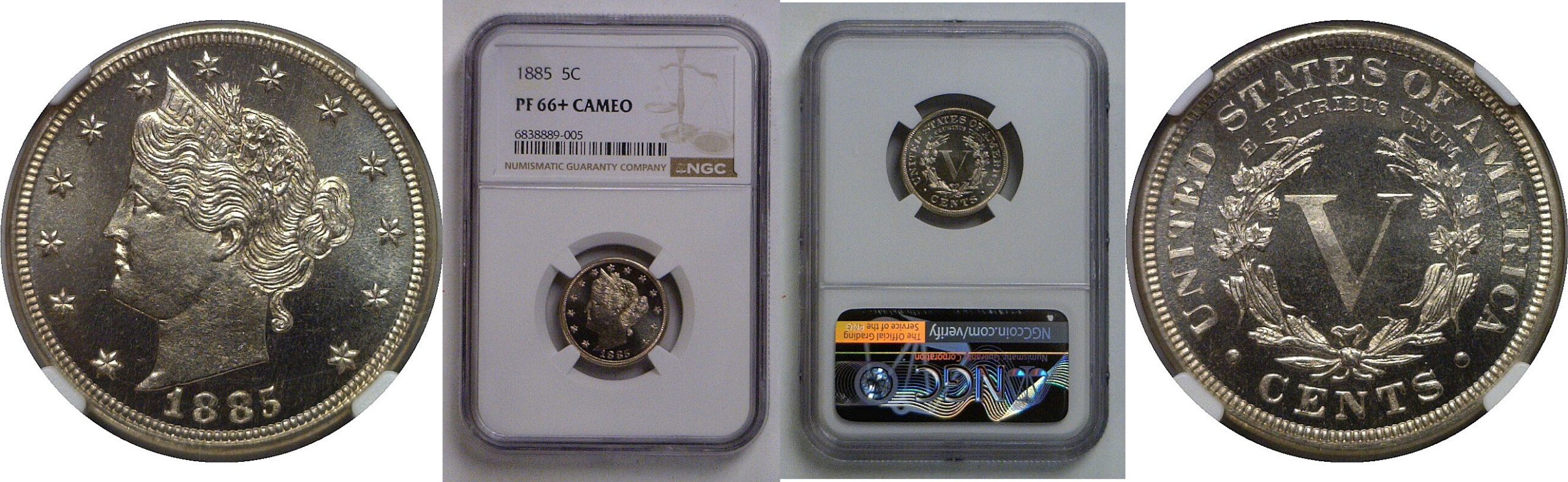 1885 Liberty Nickel   NGC PF-66+ Cameo