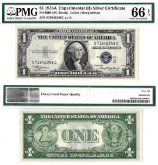 1935-A $1 Silver Certificate (R) Experimental Fr. 1609 PMG Gem Unc 66 EPQ