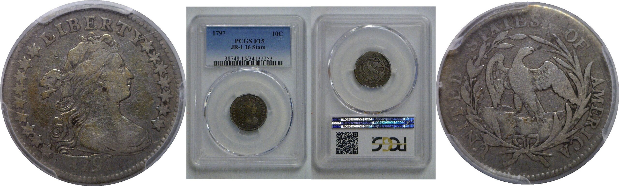 1797 Bust Dime   PCGS F-15