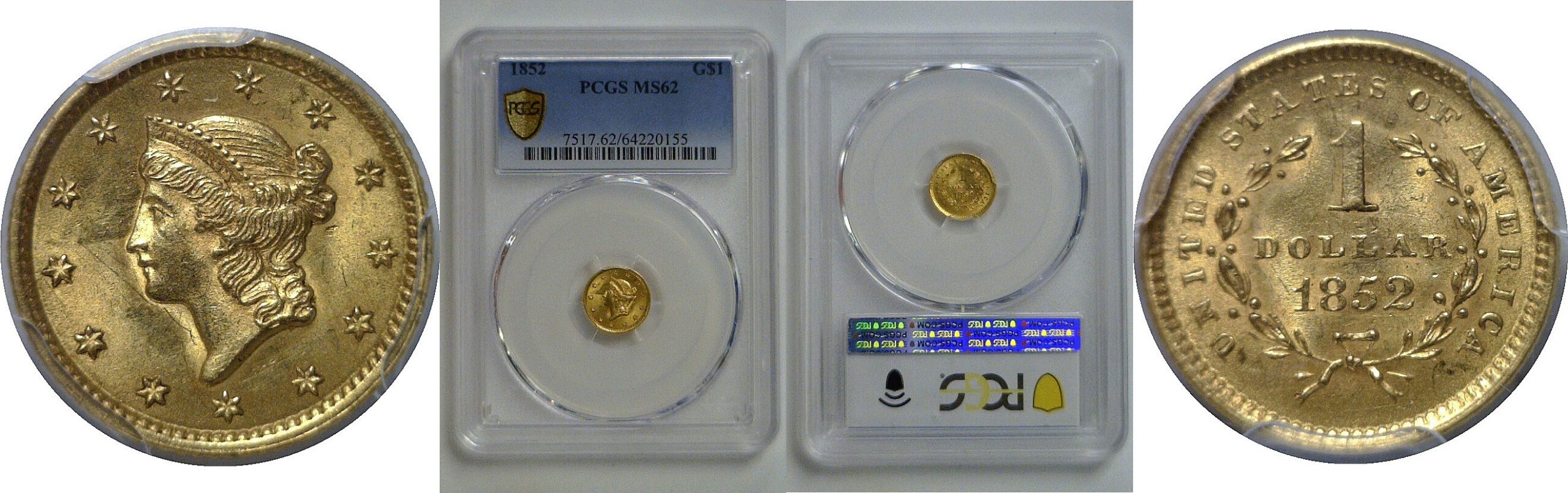 1852  Gold Dollar   PCGS MS-62
