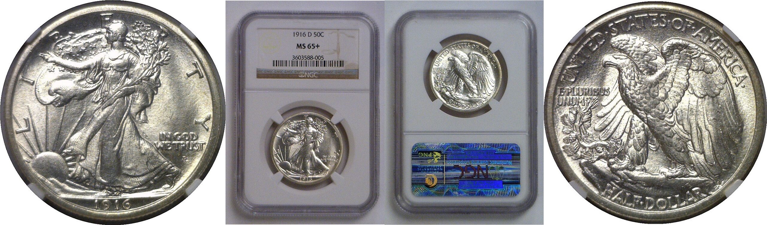 1916-D  Walking Liberty Half Dollar   NGC MS-65+