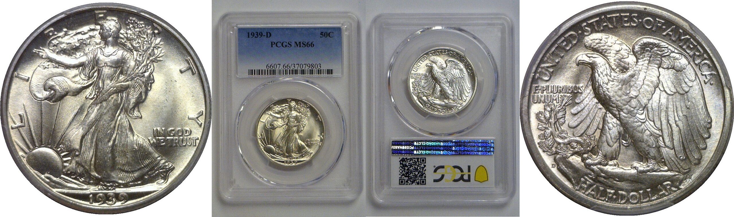 1939-D  Walking Liberty Half Dollar    PCGS MS-66