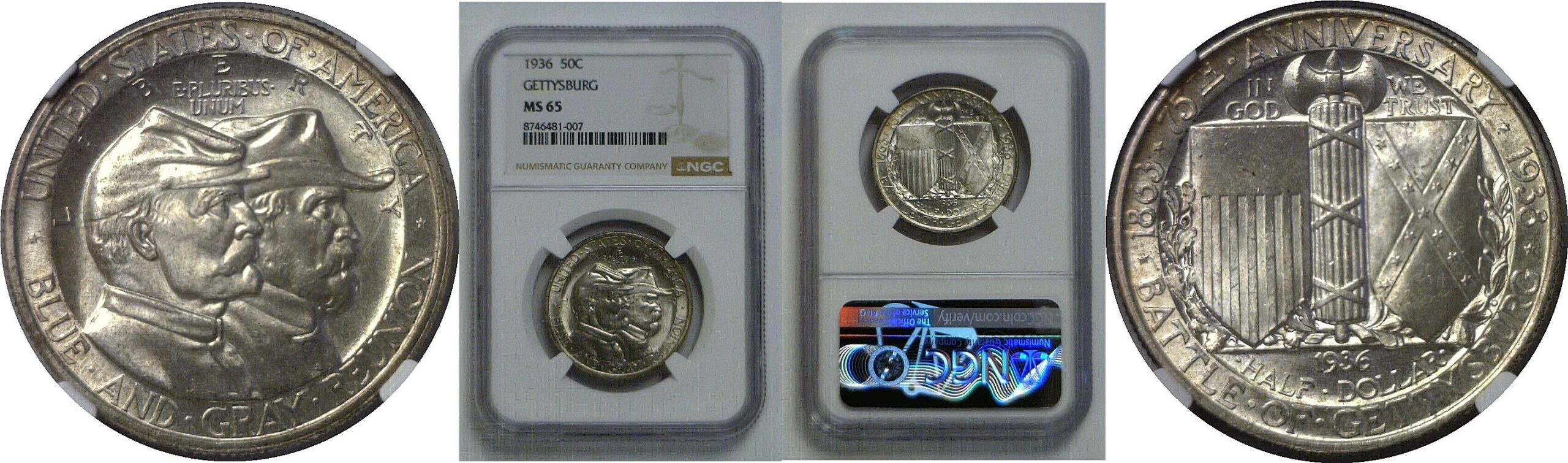 1936  Gettysburg Commemorative Half Dollar   NGC MS-65