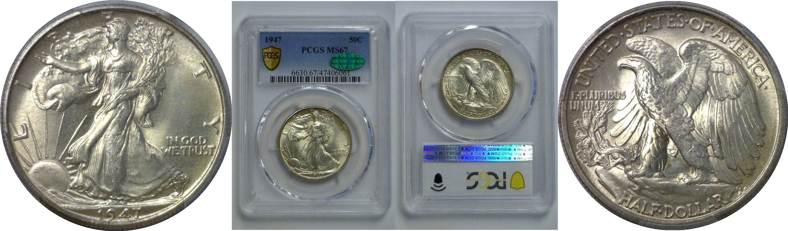 1947  Walking Liberty Half Dollar   PCGS MS-67  CAC