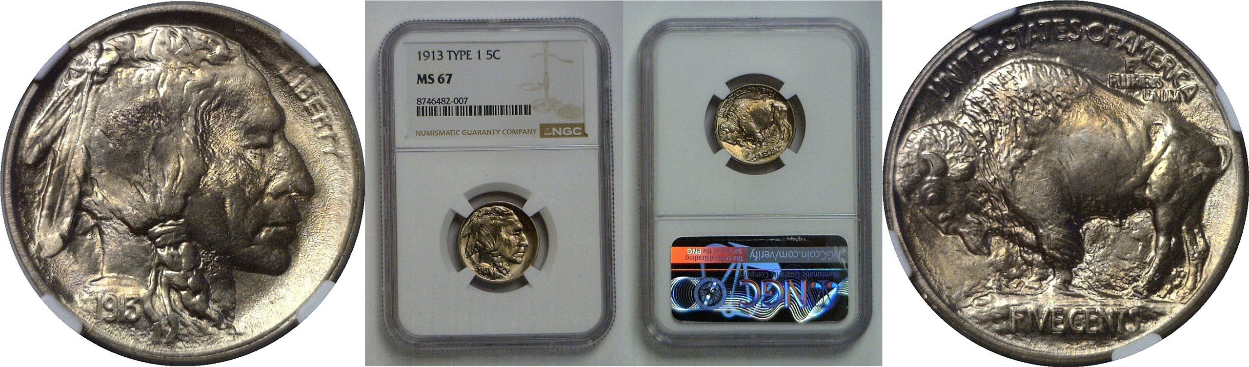 1913 T-1   Buffalo Nickel   NGC MS-67