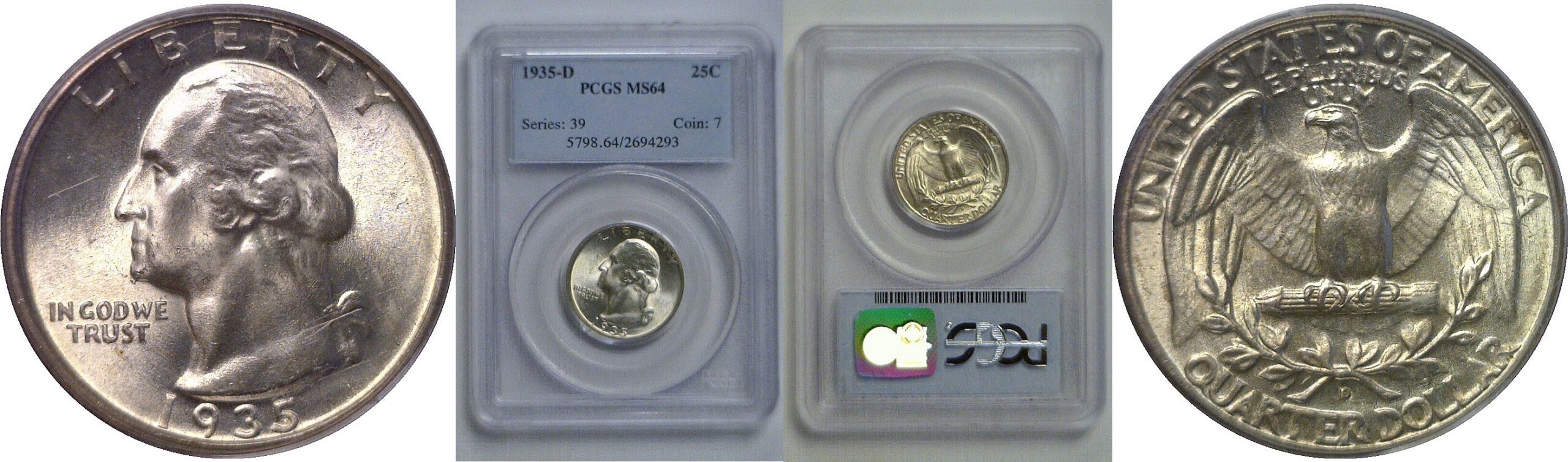 1935-D  Washington Quarter   PCGS MS-64